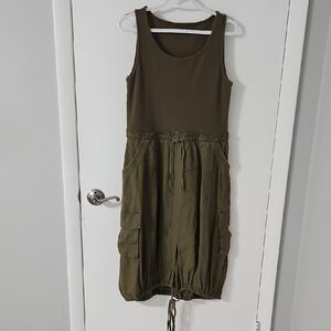 For Cynthia Army Green  Midi Sundress
